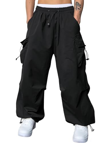 JMIERR Men's Baggy Cargo Pants Trendy Casual Parachute Pant Loose Fit Harem Joggers with Pockets for Streetwear