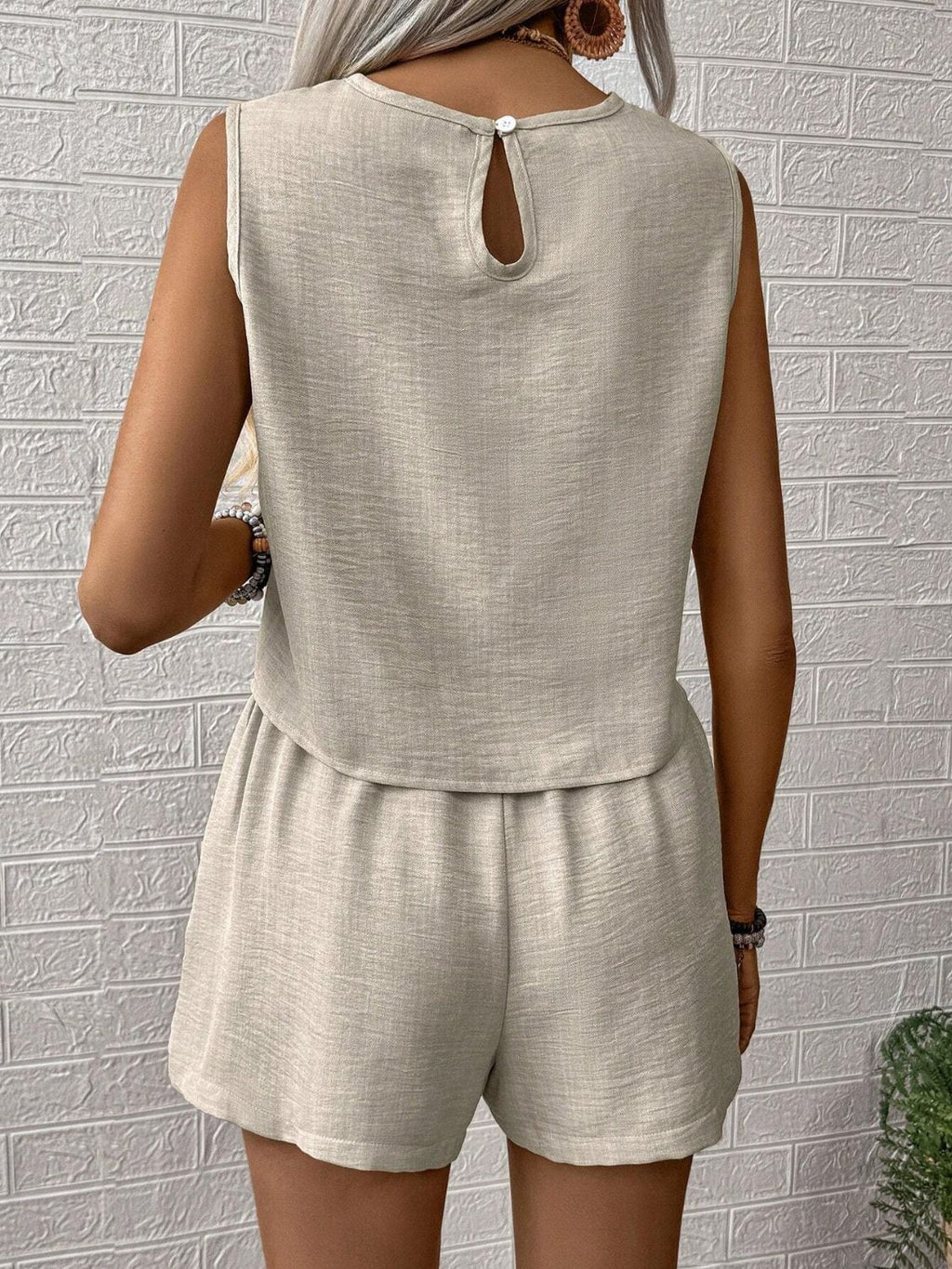 Round Neck Sleeveless Top & Shorts Set