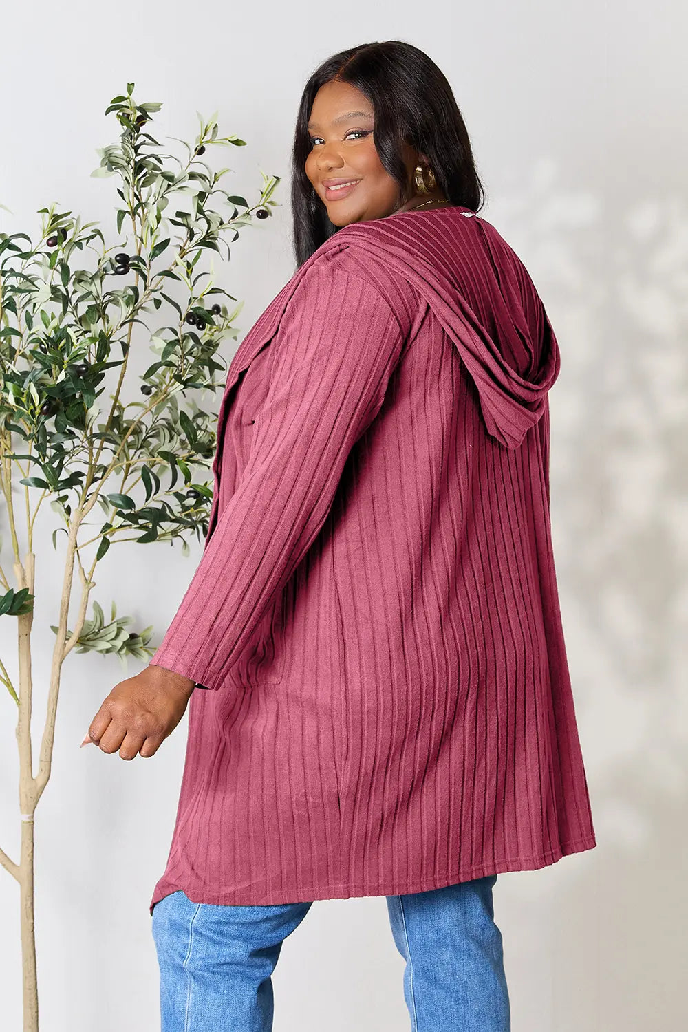 Basic Bae Full Size Hooded Cardigan