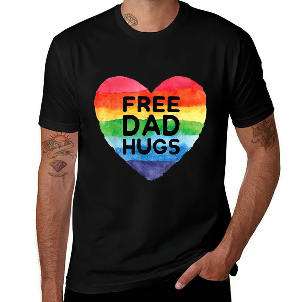 Free Dad Hugs LGBT Pride Gay Pride Parades Rainbow Lgbt  Rolled Sleeves T-Shirt