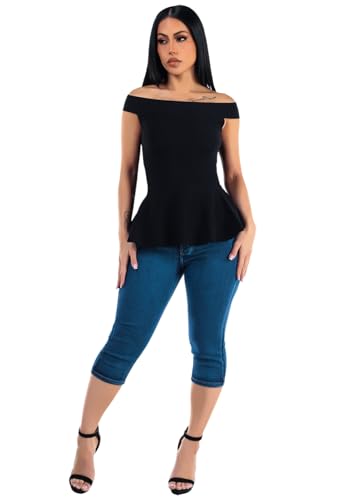 Moda Xpress Women's Juniors Ultra High Waist Butt Lifting Stretch Denim Capris Push Up Sculpting Body Shaping Comfortable Fit