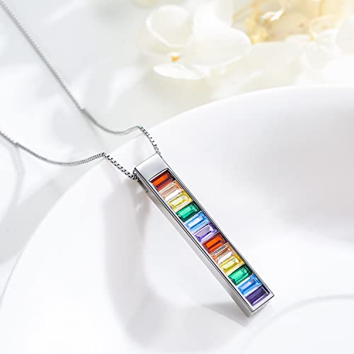 KoyeKei Pride Necklace Gifts for Women Men 925 Sterling Silver Rainbow Pride Pendant LGBT Gay Necklace Jewelry Gifts for Lesbian