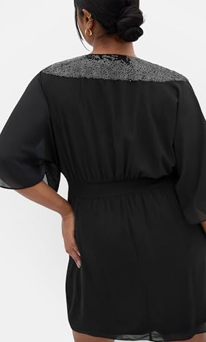City Chic Womens Plus Size Dress Sequin WrapDress
