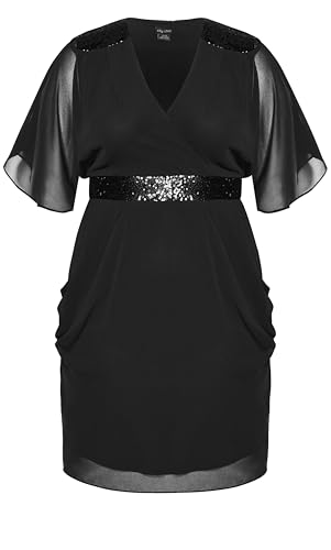 City Chic Womens Plus Size Dress Sequin WrapDress
