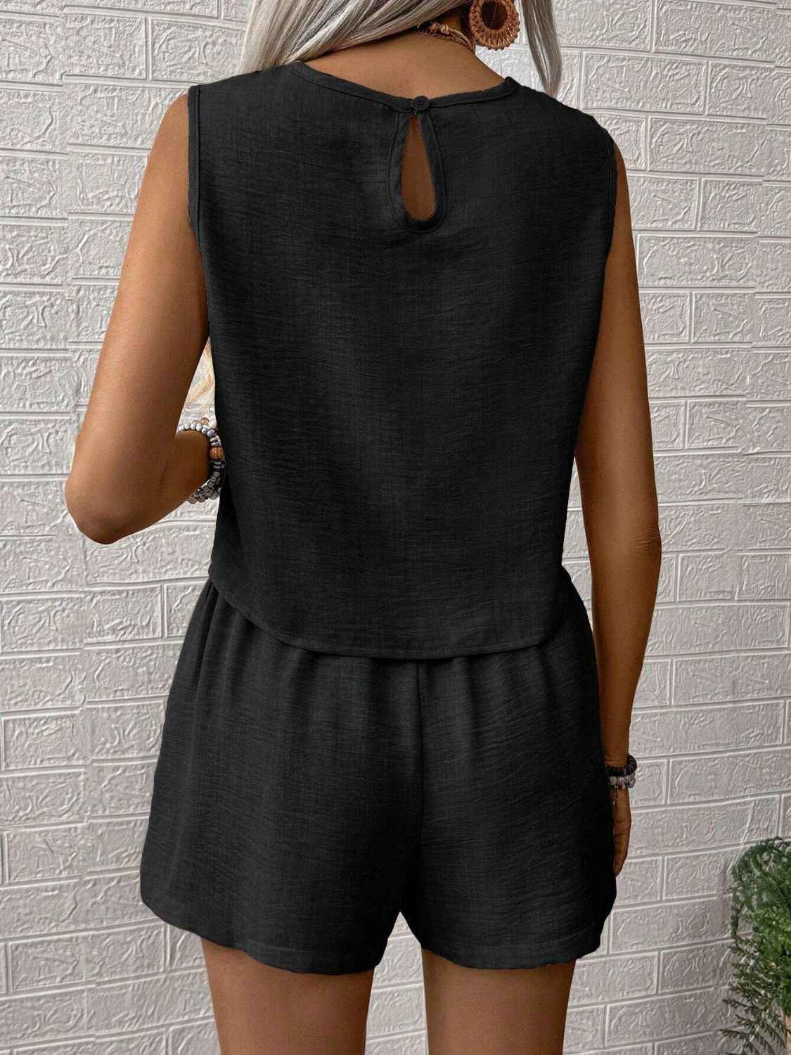 Round Neck Sleeveless Top & Shorts Set