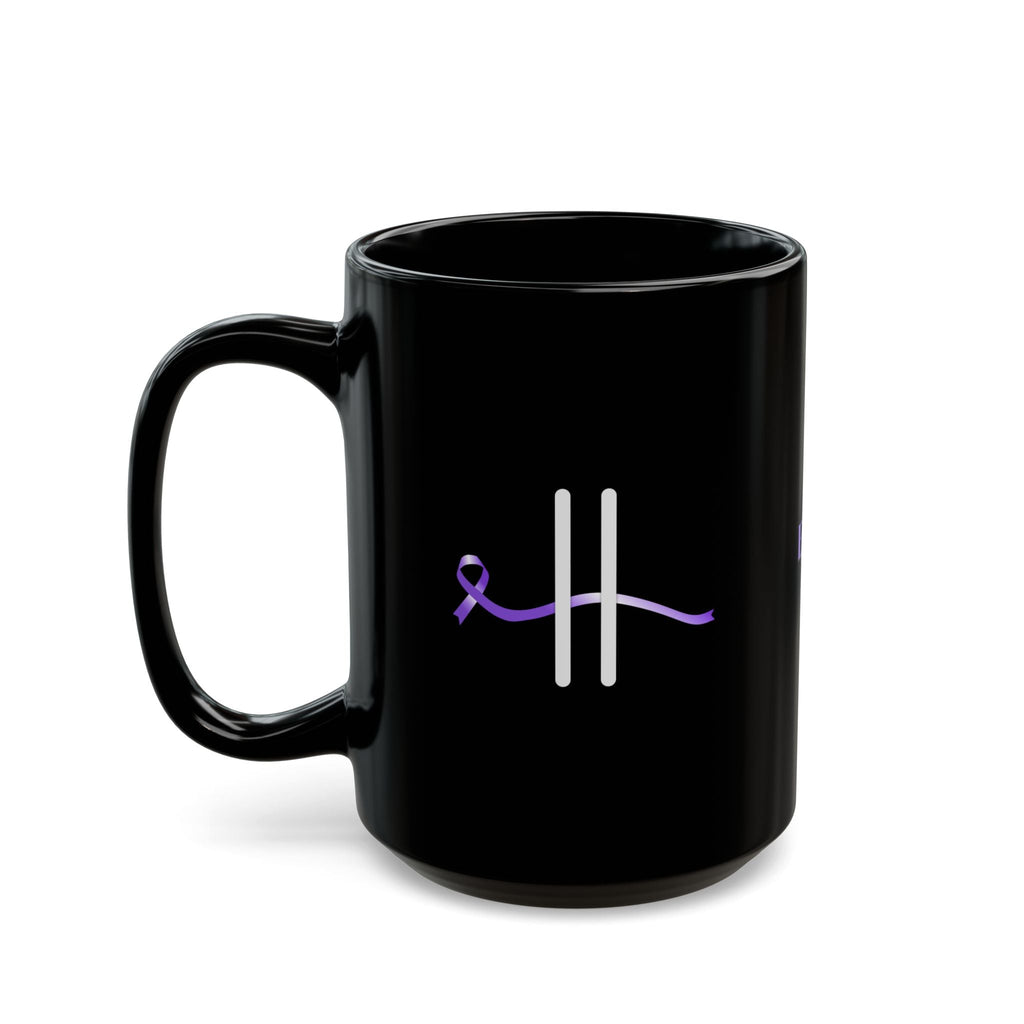 Pause for Epilepsy Awareness Purple Ribbon Black Ceramic Mug (11oz & 15oz)