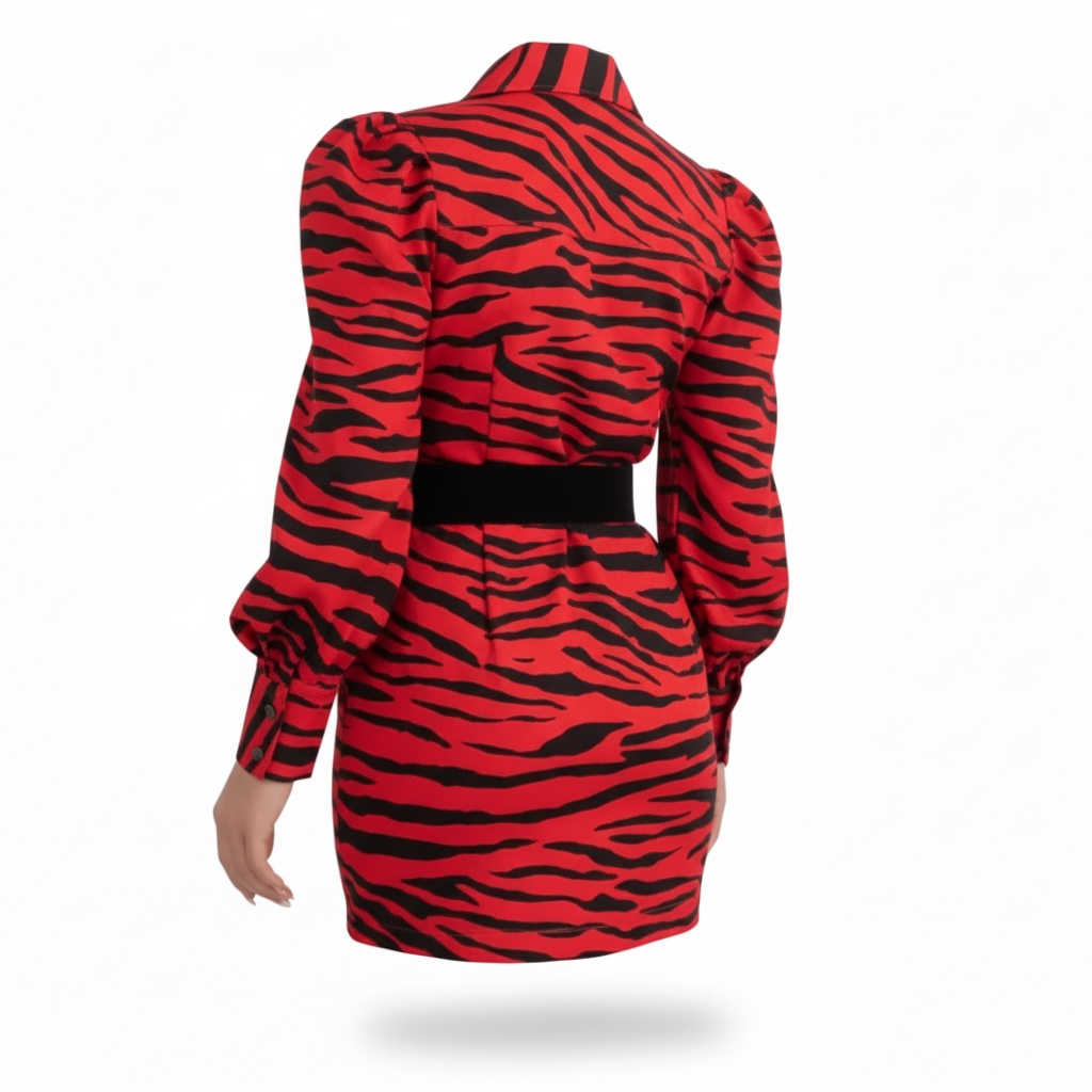 Belted Bold Animal Print Dress
