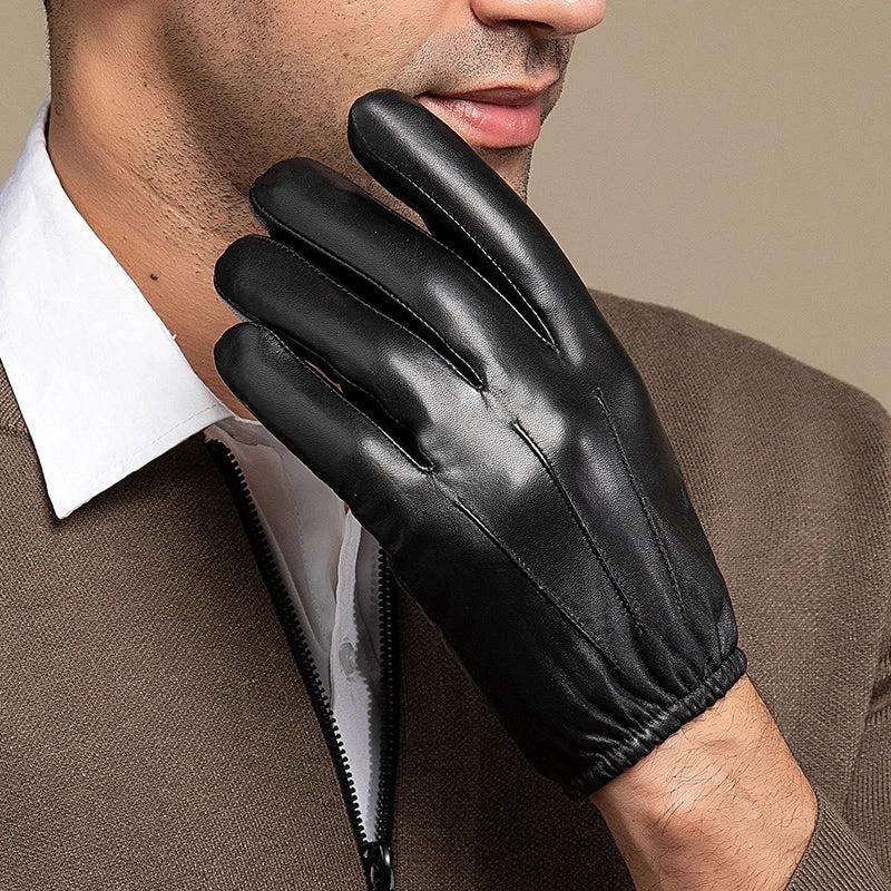 Genuine Sheep Skin Fleece Lined Gloves For Men