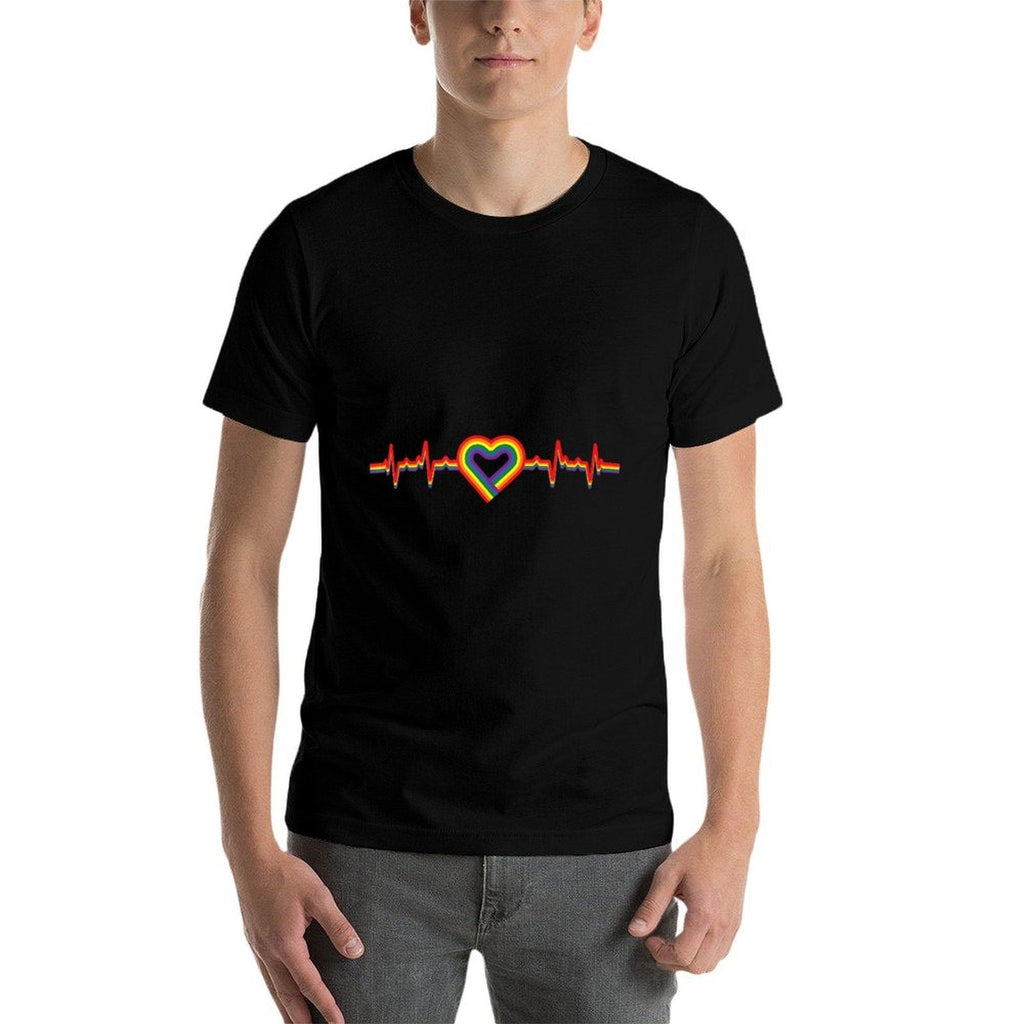 Colorful Rainbow Lgbt Heartbeat Love EKG Pulse  Relaxed-fit T-Shirt