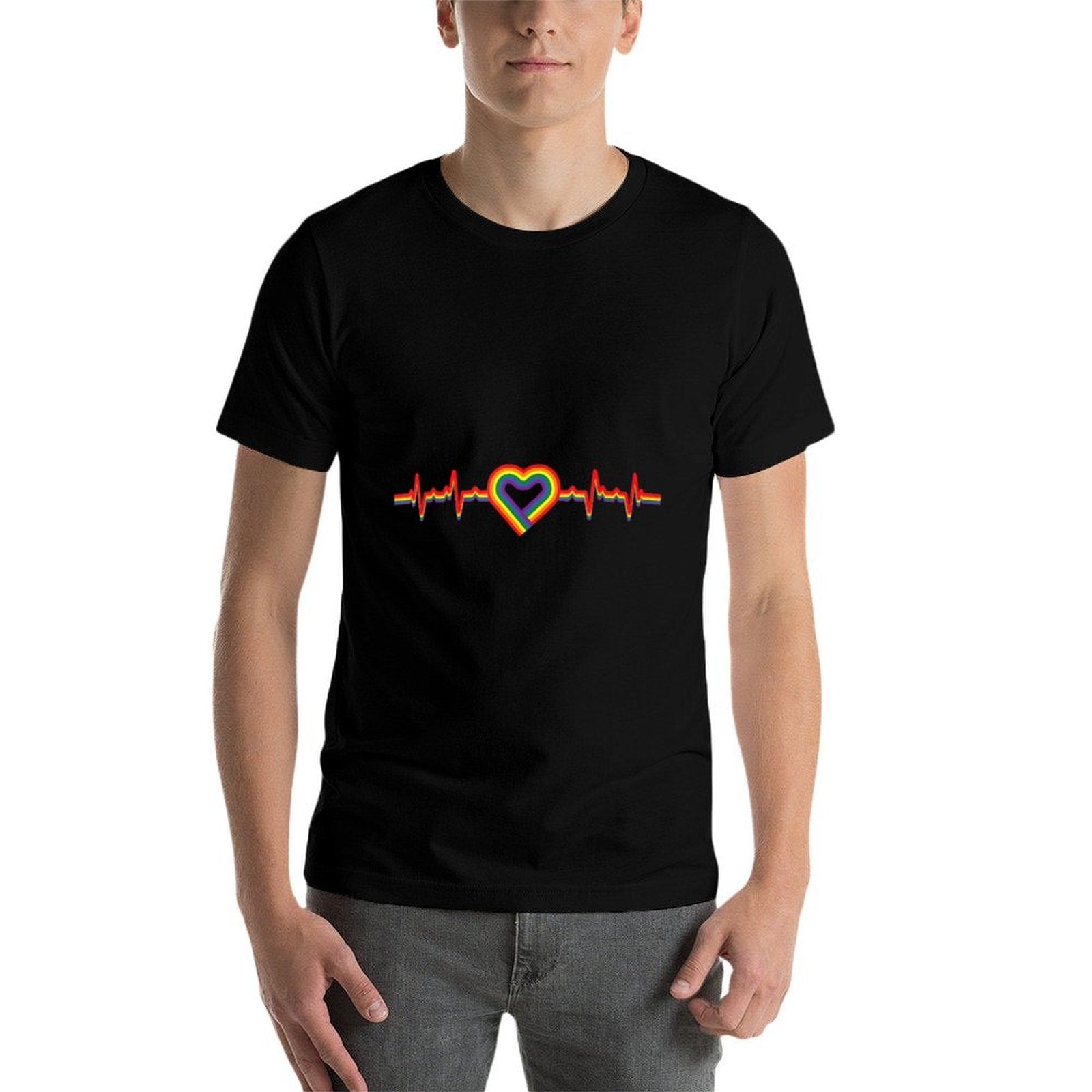 Colorful Rainbow Lgbt Heartbeat Love EKG Pulse  Relaxed-fit T-Shirt