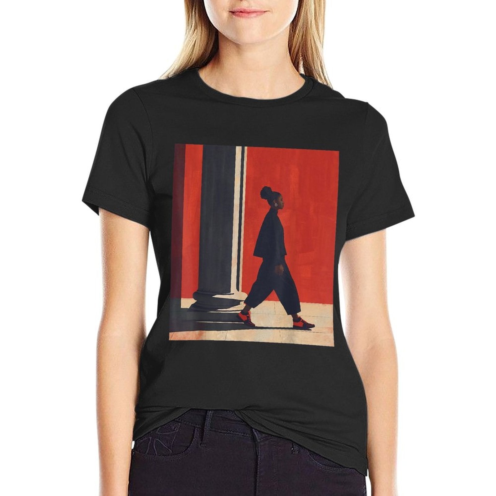 Black Girl Walking Afro Style Women African American Pride  Affordable Price T-Shirt