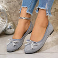 Rhinestone Bow Accent Slip-On Flats in Black and Gray