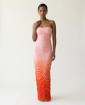 Sunset Ombre Ruched Tube Dress