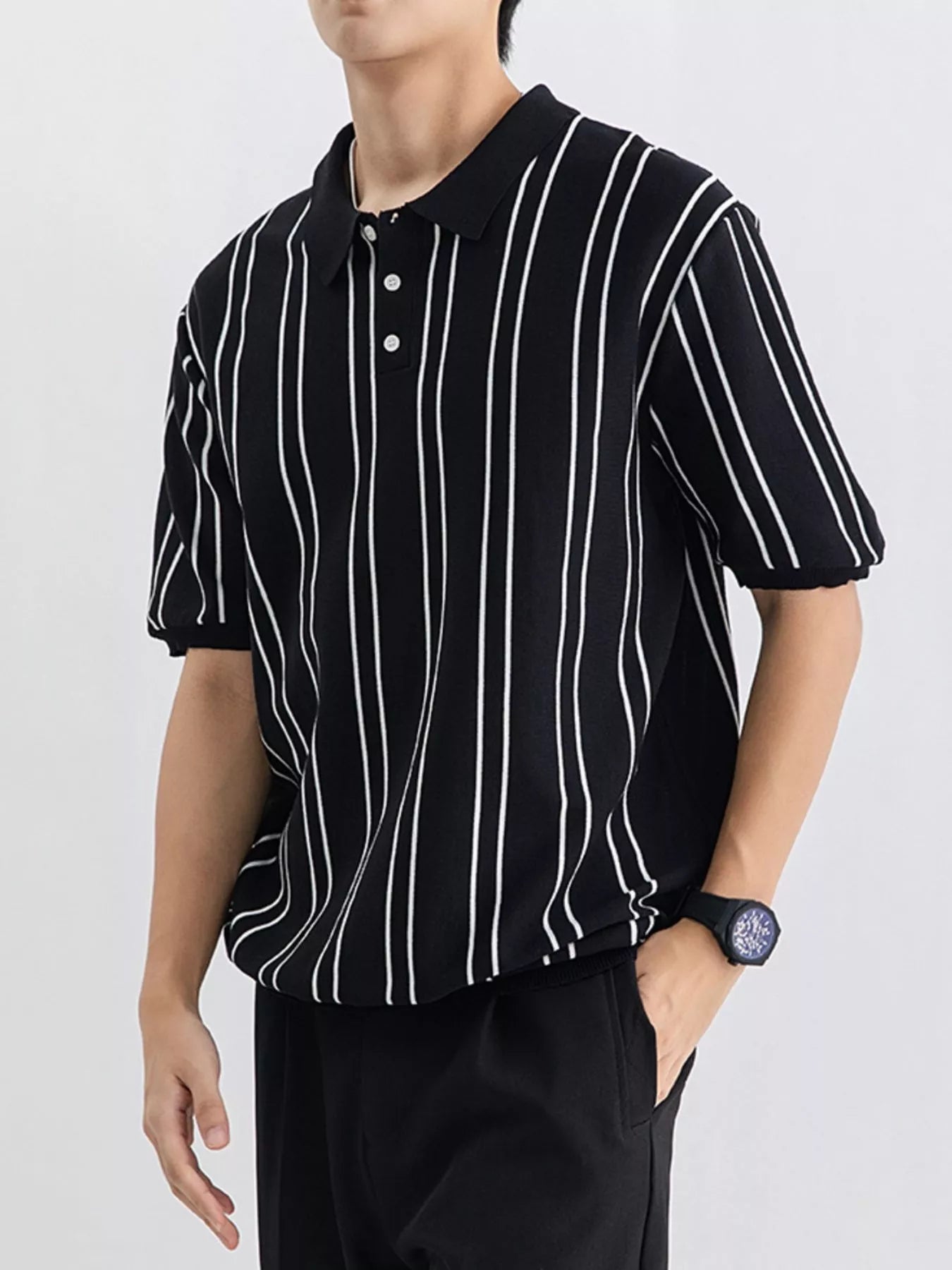Men's Plus Size Striped Casual Fit Polo