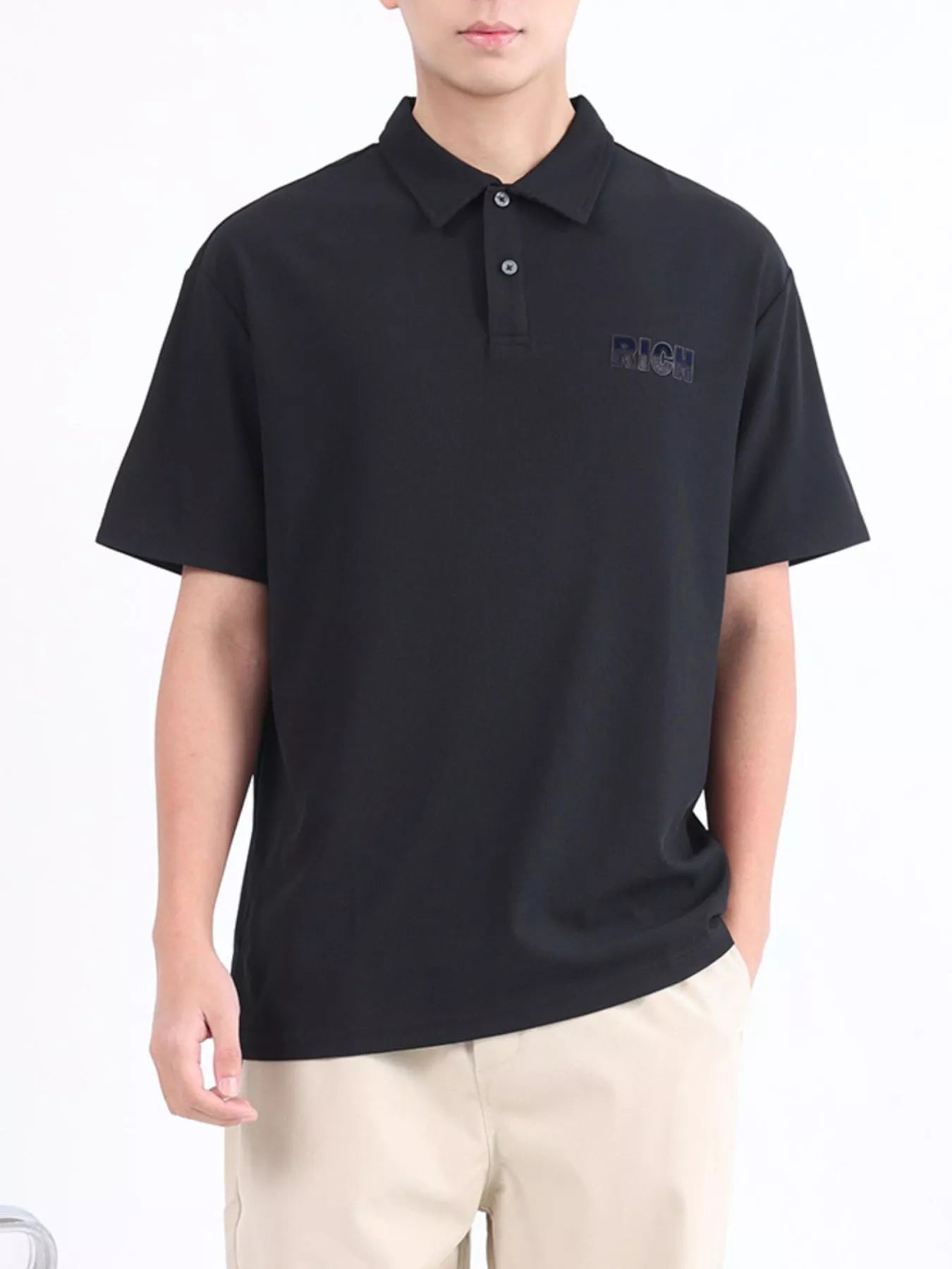 Men's Plus Size Button Detail Short Sleeve Polo