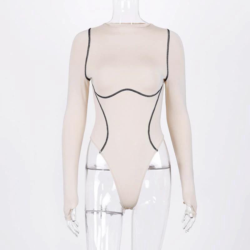 Long sleeve exposed seams bodysuit