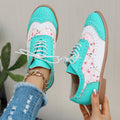 Women's Color-Block Lace-Up Flats Round Toe Casual Shoes – Plus Sizes