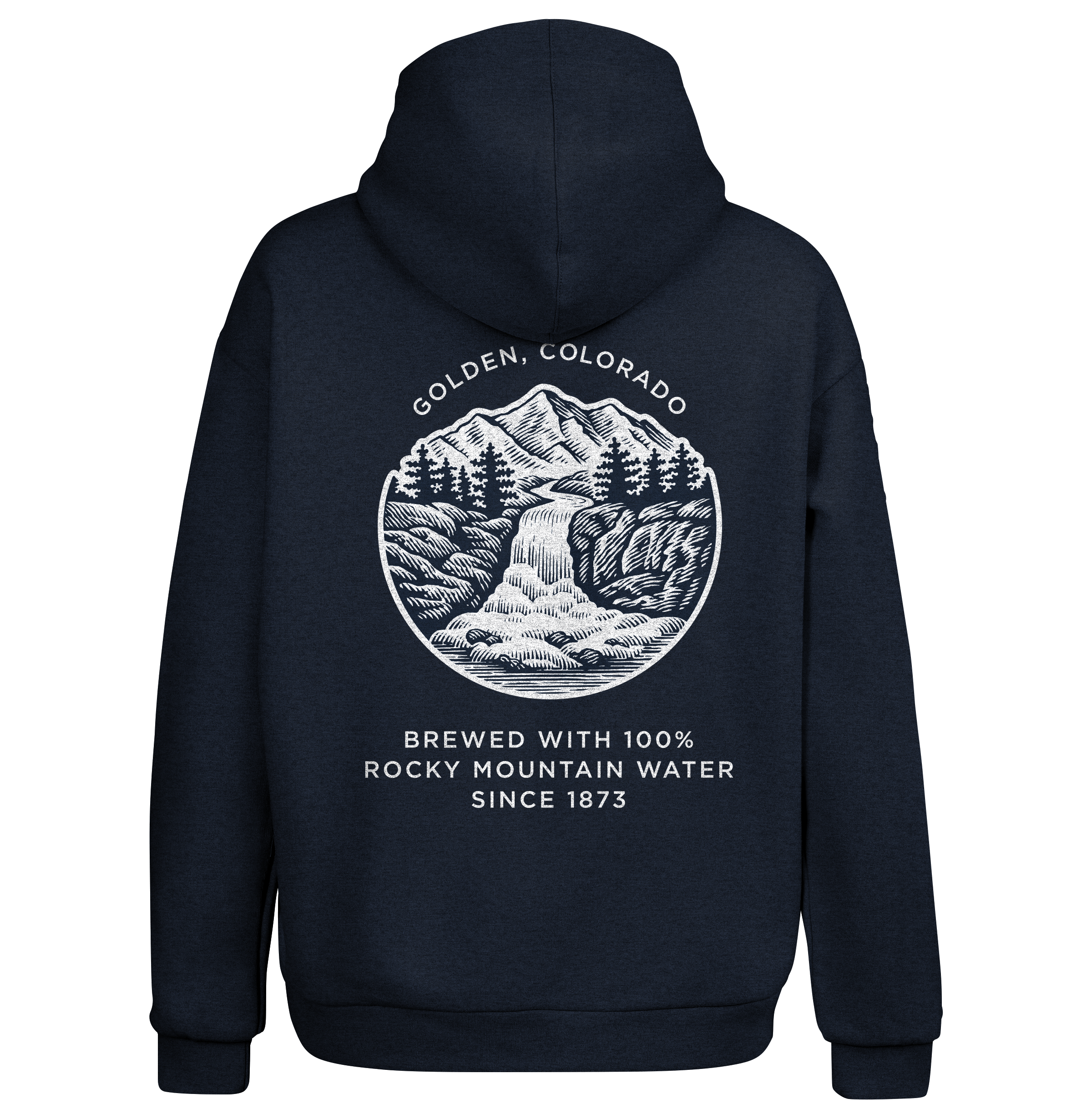 Coors Banquet Beer Double Sided Graphic Hooded Sweatshirt - Navy Blue