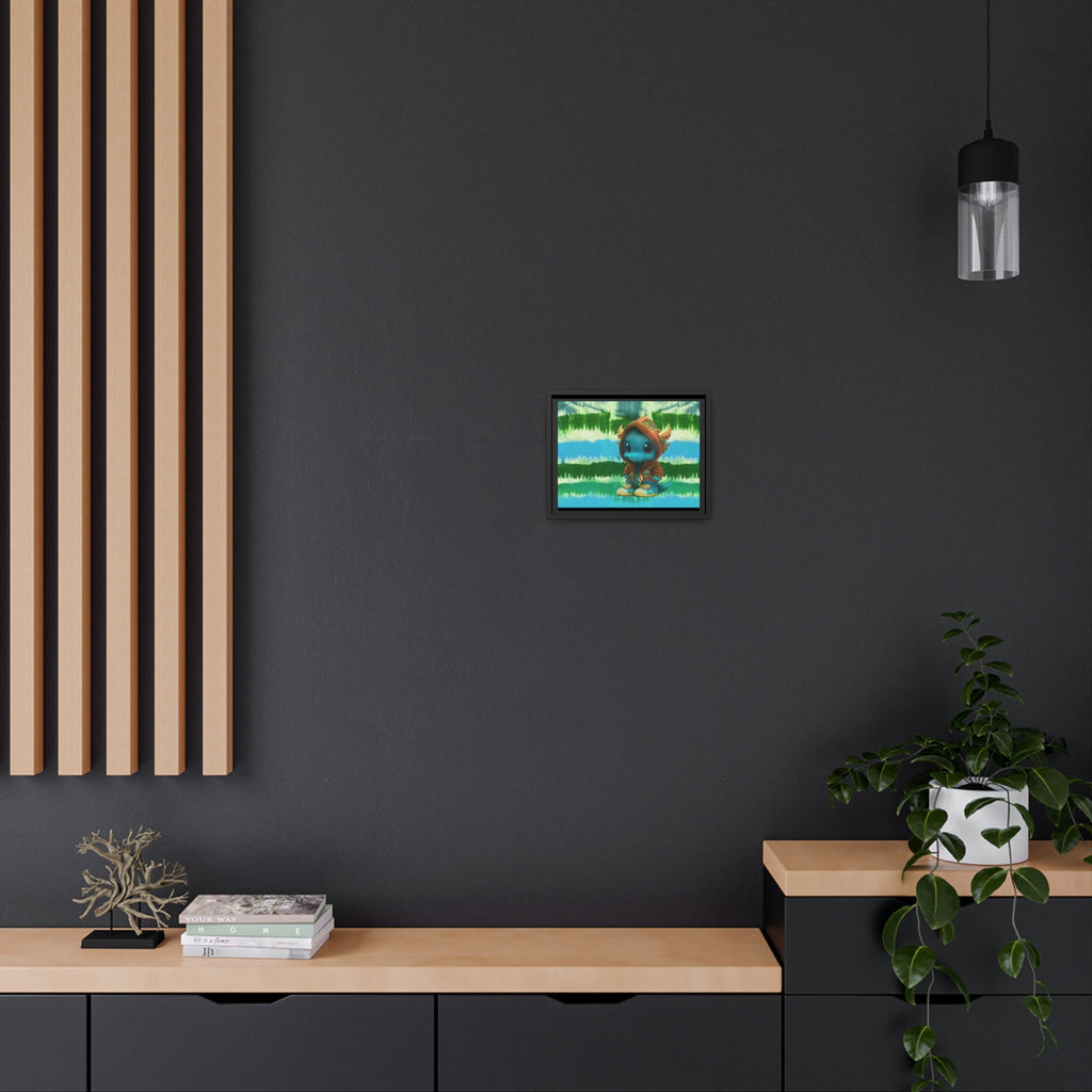 Baby Dragon Jam Aqua Matte Canvas with Black Frame
