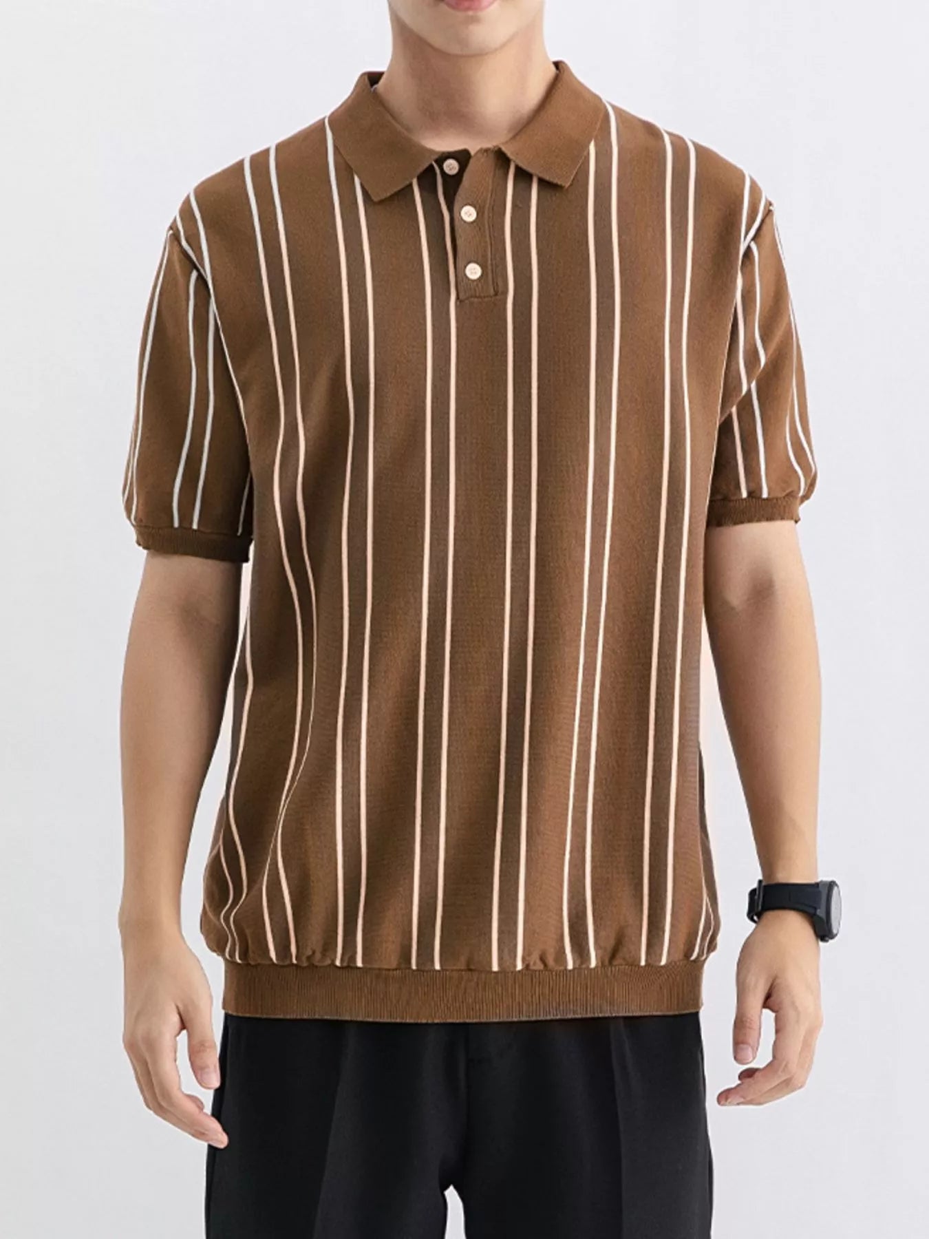 Men's Plus Size Striped Casual Fit Polo