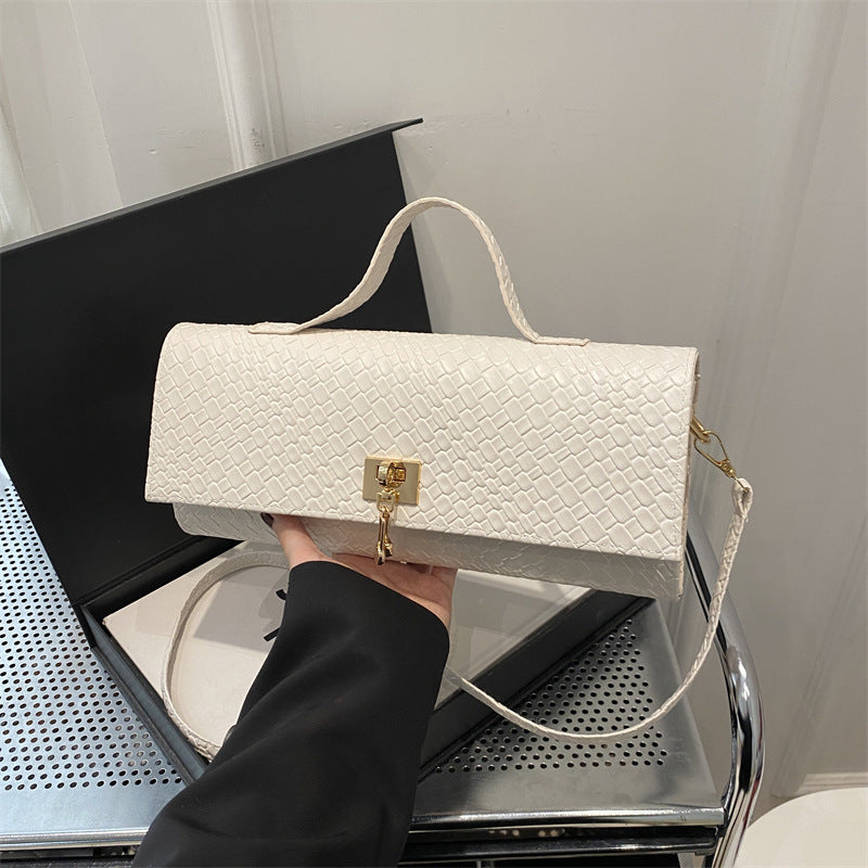 Women's Minimalist Crossbody Bag – Solid Color Woven Fabric Shoulder Bag