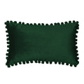 12''x20'' velvet pom-pom lumbar support throw pillow | 7 colors soft & playful ball trim design | chic lumbar & accent pillow | insert included
