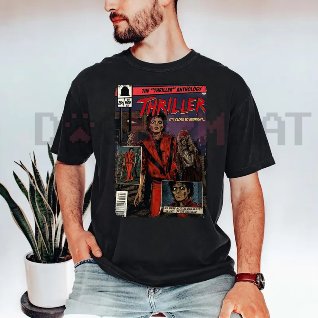 "King of Pop" Comic Book T-Shirt – Vintage Thriller Retro Tee