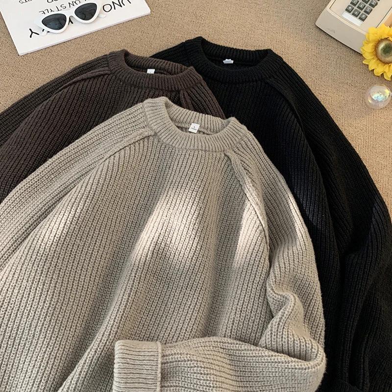 Men's Solid Color Loose Casual Long Sleeve Lazy Sweater