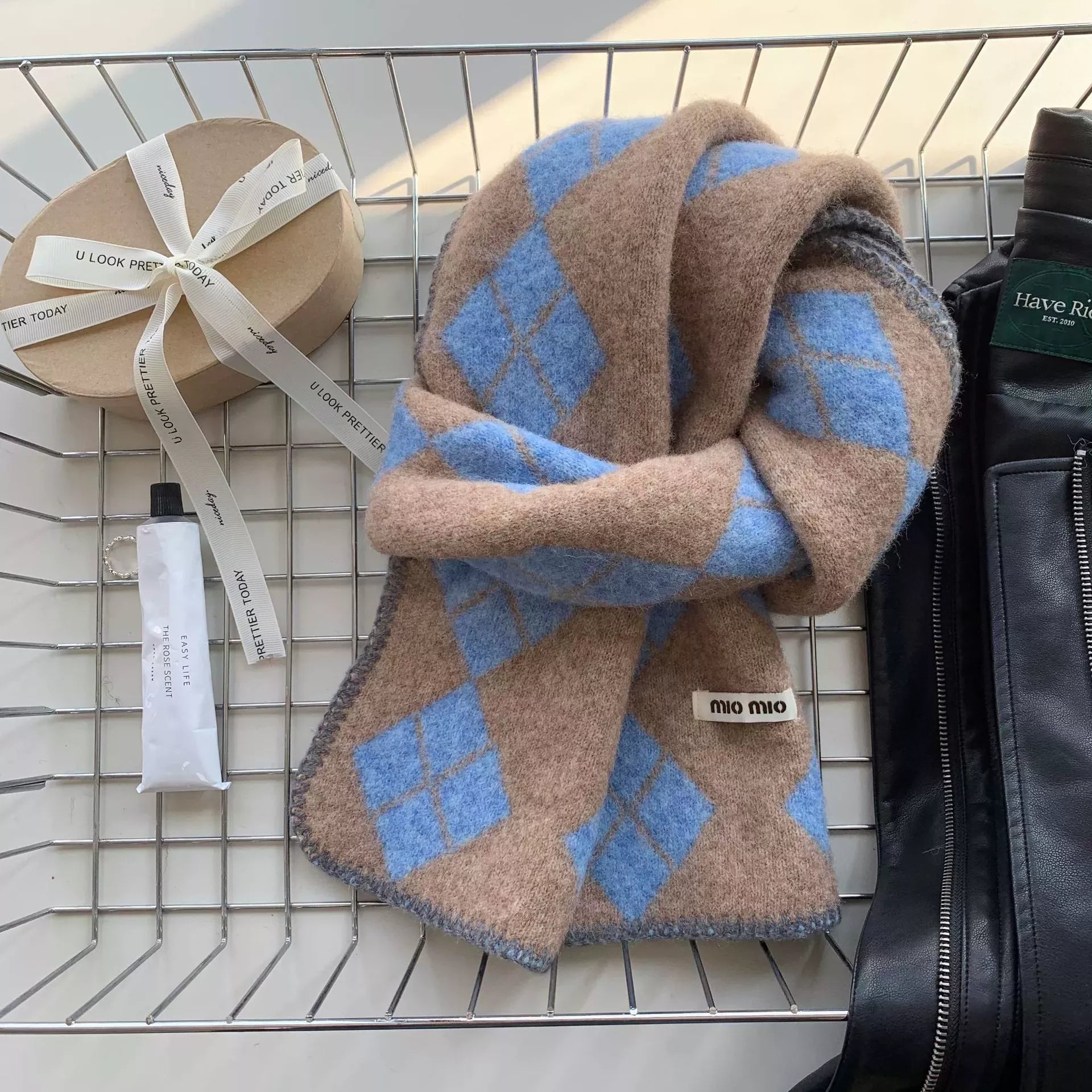 Wool Argyle Scarf - Warm Winter Essential
