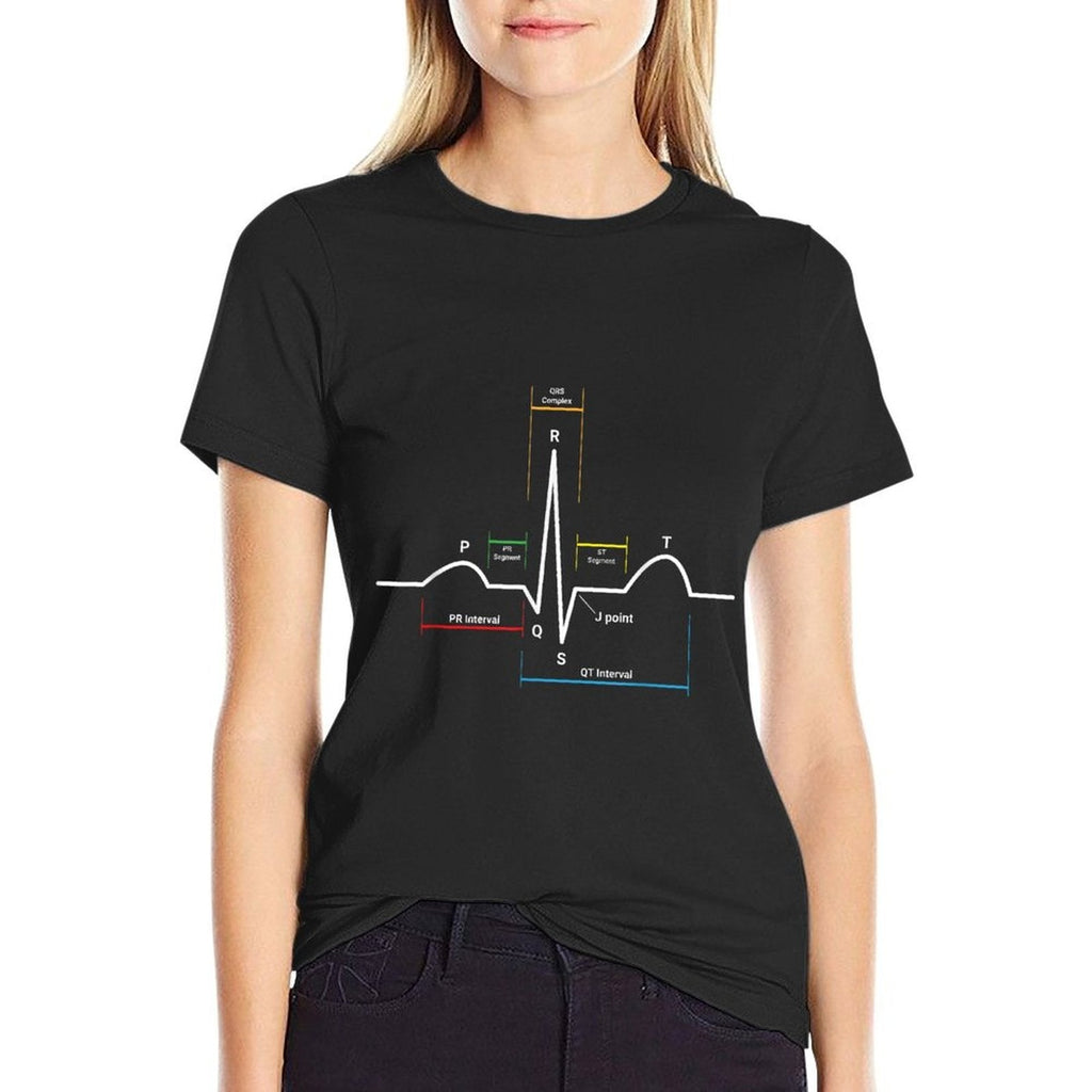 ECG  EKG Heartbeat  Summer-ready Fabric T-Shirt
