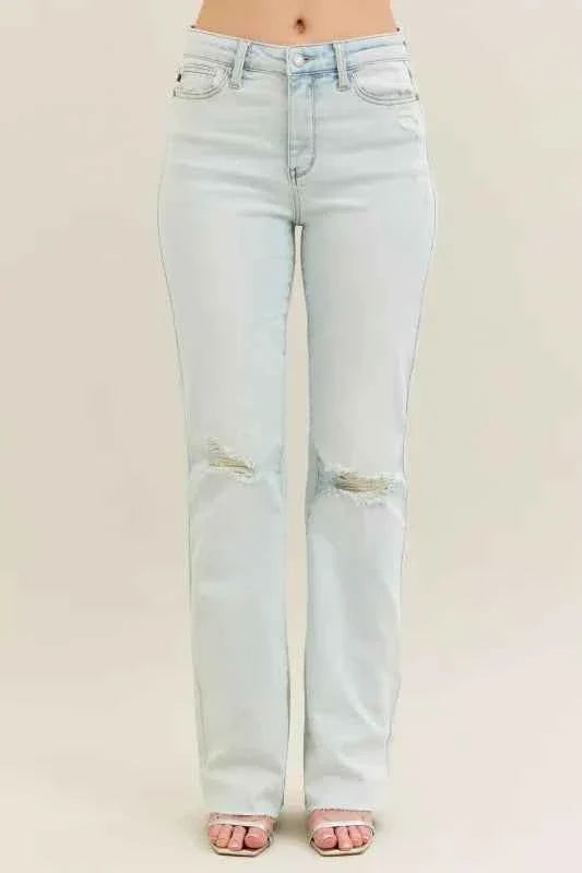 Judy Blue Full Size Destroy & Fray Hem Bootcut Jeans Plus Size Women's Pants
