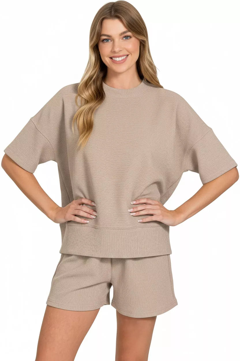 Zenana Ribbed Tee & Shorts Set – Comfy Casual