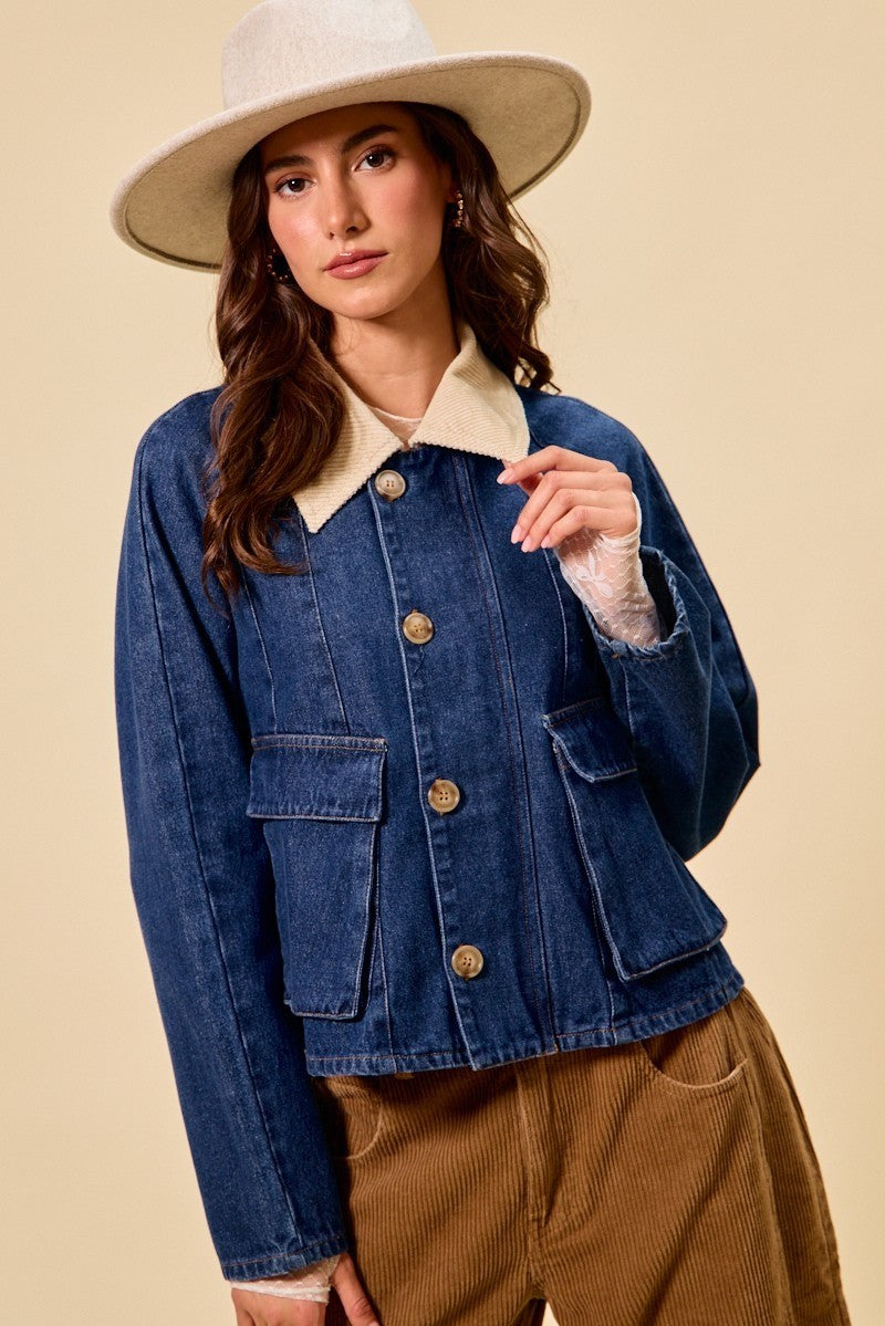 Zip Up and Buttoned Denim Jacket - Stylish Casual Outerwear