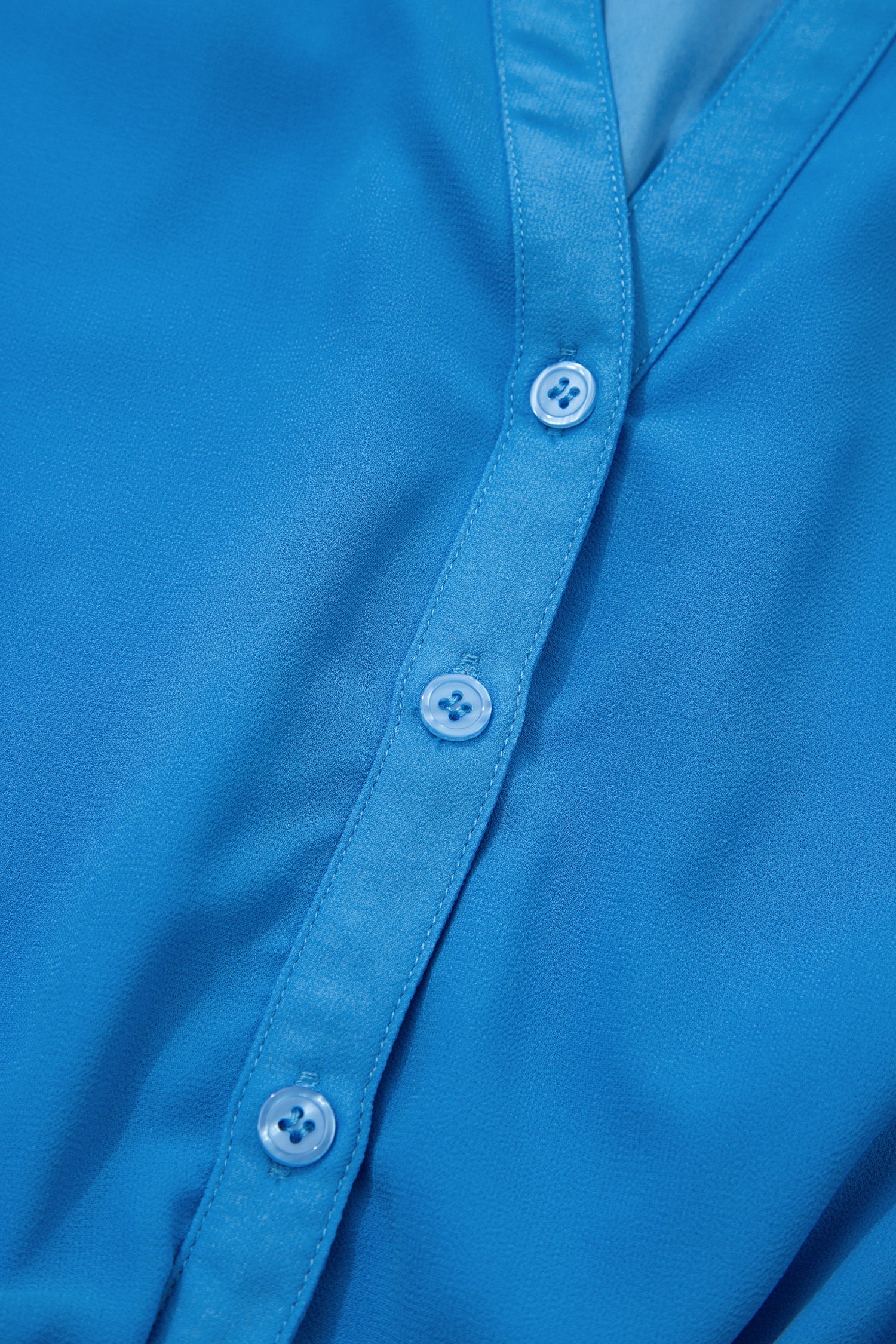 Blue Half Buttons Collared Elastic Waist Sleeveless Shirt Dress