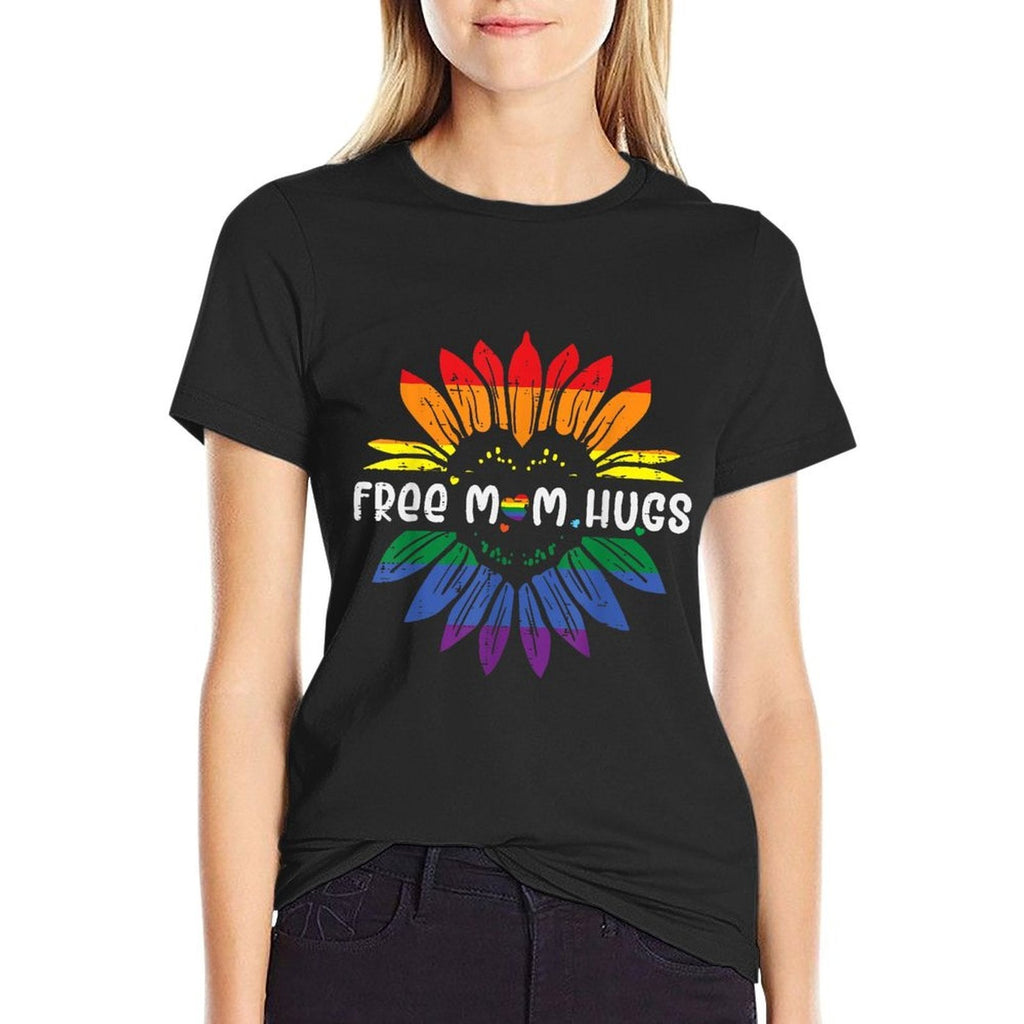 Gay Pride Free Mom Hugs Sunflower Rainbow Lgbtq Mama  Versatile T-Shirt