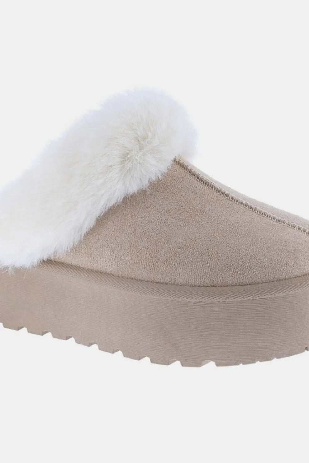 Weeboo Thick Bottom Fur Trim Snow Slippers – Taupe