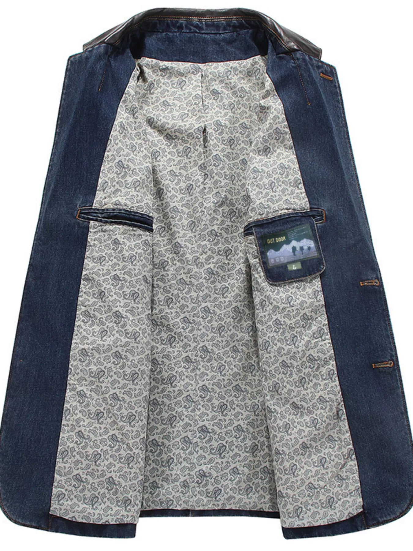 Men's Plus Size Button Up Denim Blazer