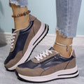 Women's Zipper Detail Lace Up Sneakers Casual Low Heel Shoes