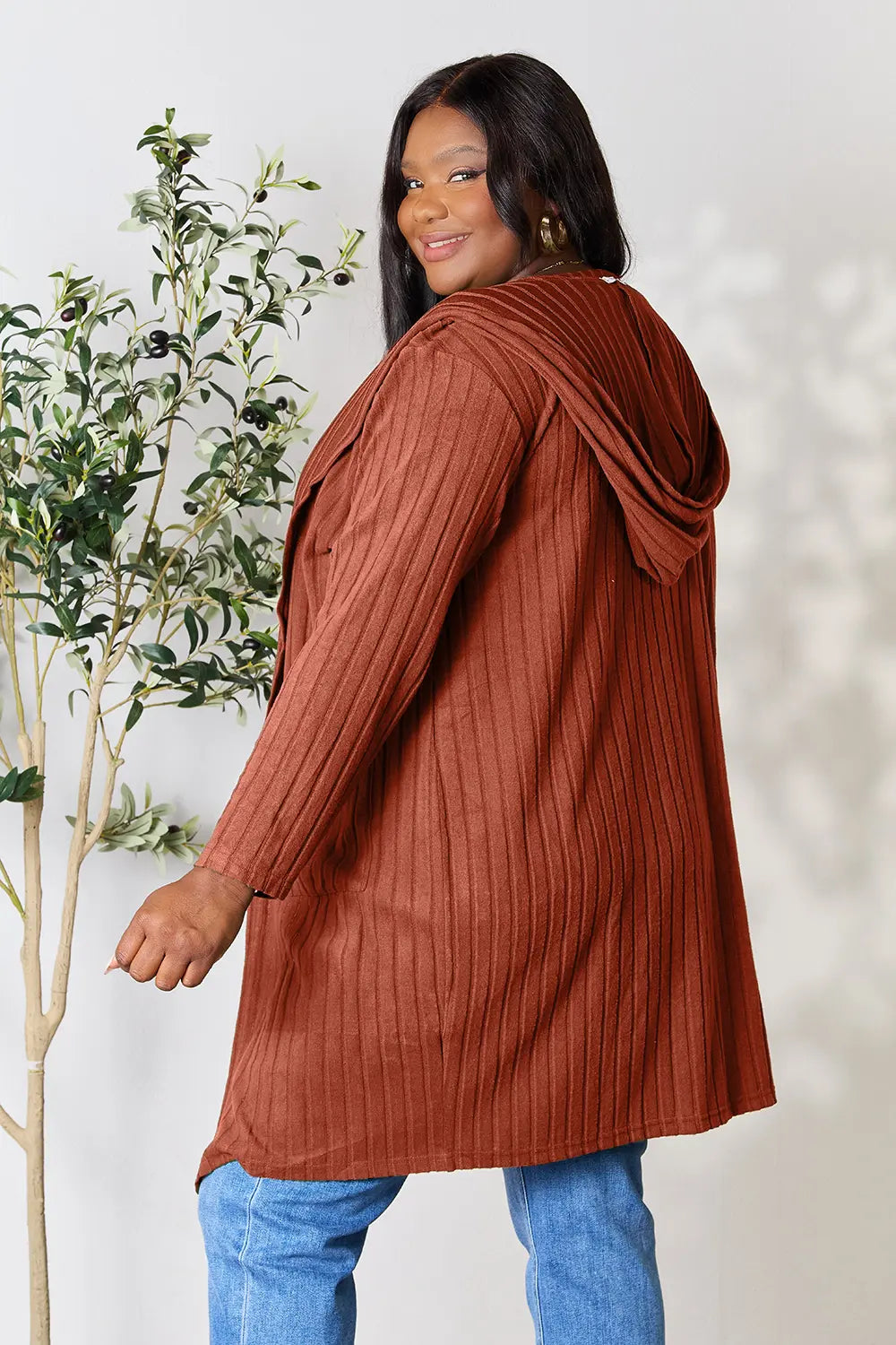Basic Bae Full Size Hooded Cardigan