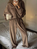 Zip Up Long Sleeve Polyester Outfit Set