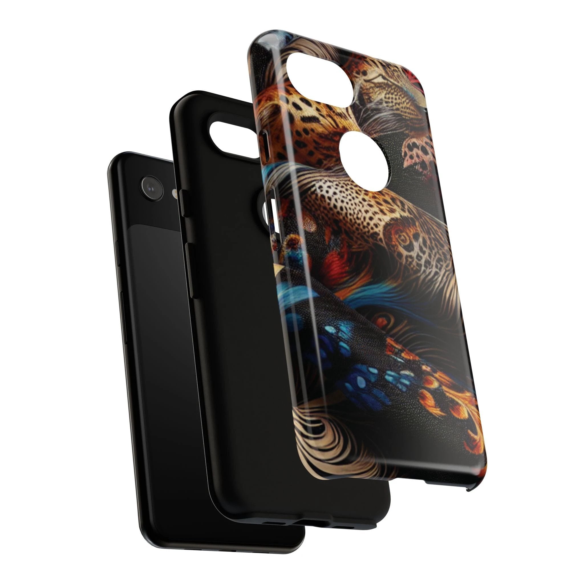 Stylish Tough Phone Case with Elegant Black and Gold Design