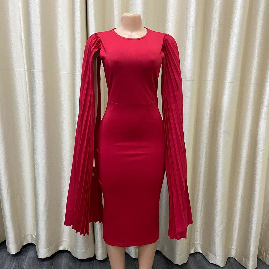 Fashion Pleated Cape Plus Size Gown