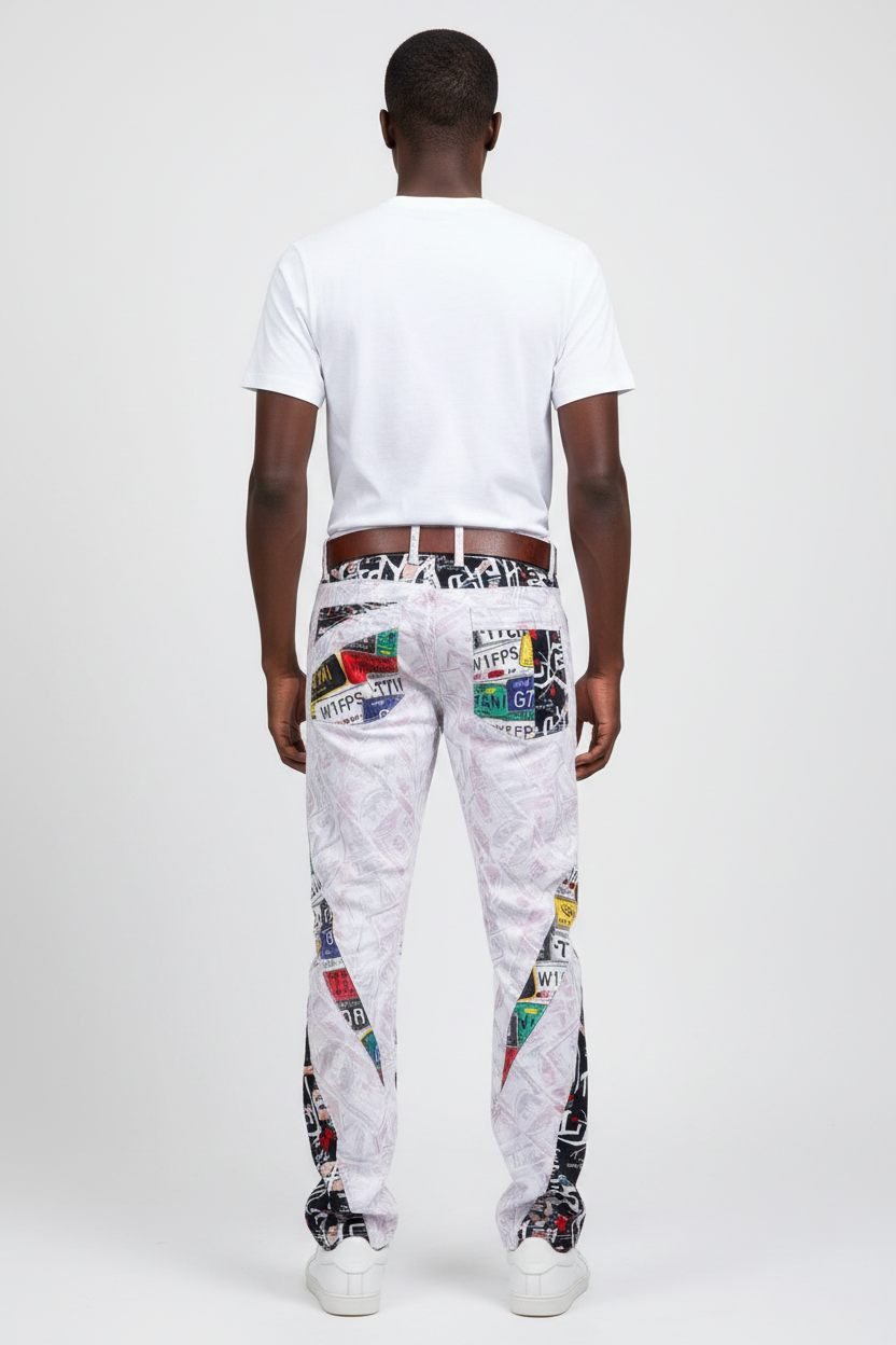 Men's Alphabet Print Jeans