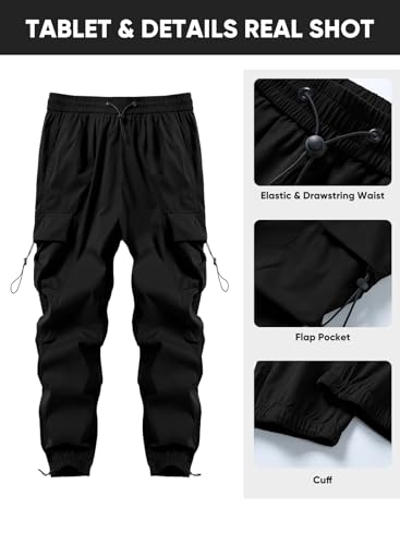 JMIERR Men's Baggy Cargo Pants Trendy Casual Parachute Pant Loose Fit Harem Joggers with Pockets for Streetwear
