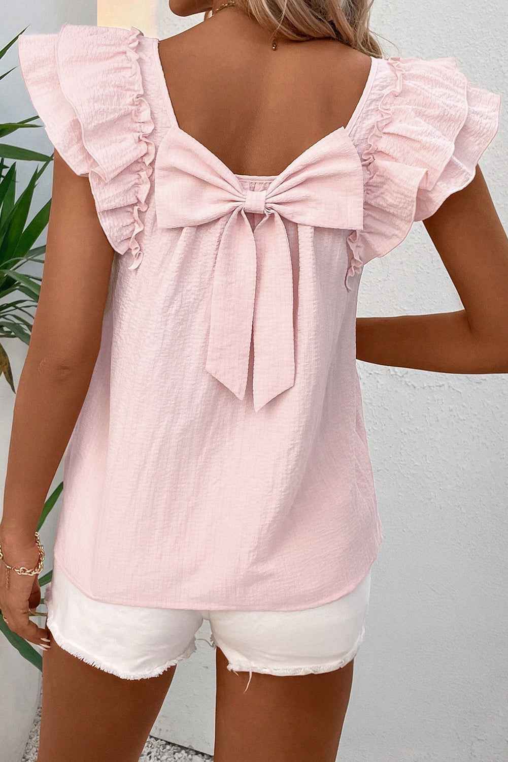 Gossamer Pink Ruffle Sleeve Blouse