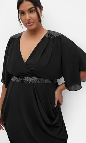 City Chic Womens Plus Size Dress Sequin WrapDress