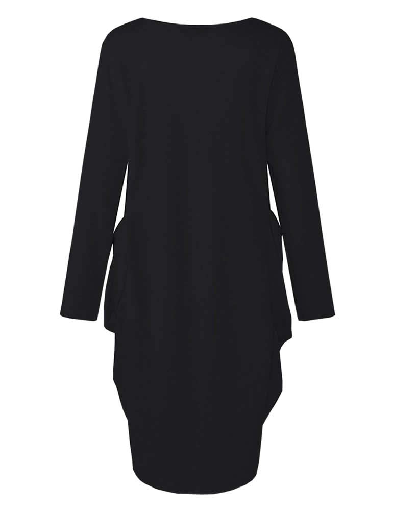 Rfecccy Women's Faith Oversize Baggy Long Sleeve T Shirt Causal Loose Midi Dresses with Pockets