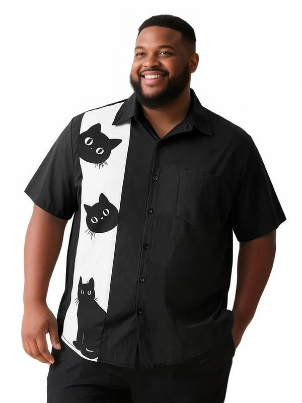 Yuyapu Button Down Shirt Men Causal Big and Tall Shirts for Men Short Sleeve Button up Summer Beach Work Shirts Plus Size