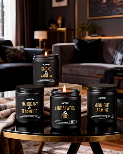 AOOVOO Scented Candles for Men - 4 Pack Candles for Home Scented, Soy Wax, Men Candle Set, Candle Set