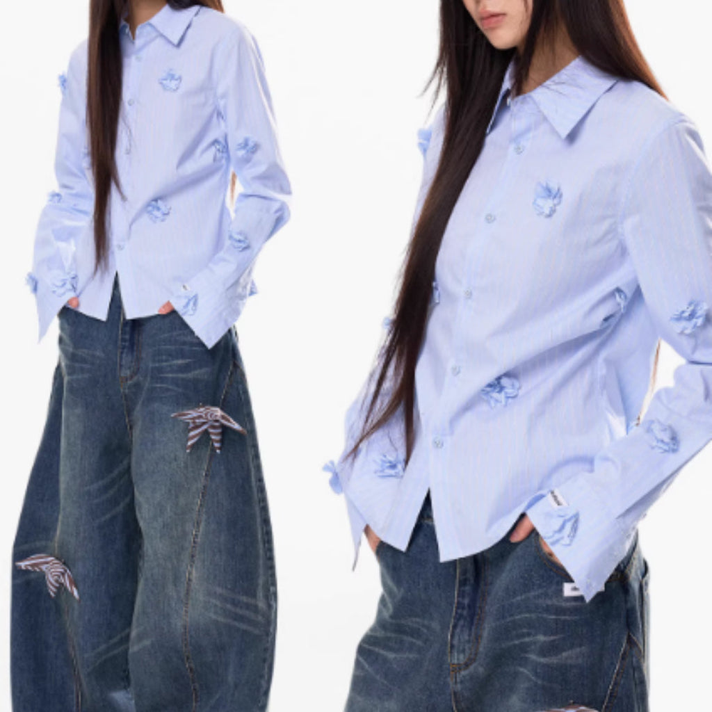 Washing Curved Knife Straight Leg Wide Leg Workwear Jeans For Women See size chart under “more details”